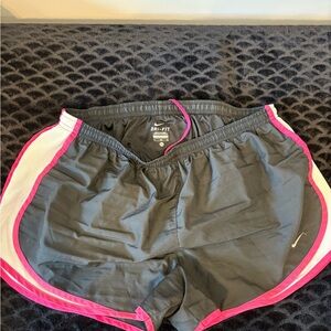 Nike Black and Pink Athletic Shorts with Curved Hems XL